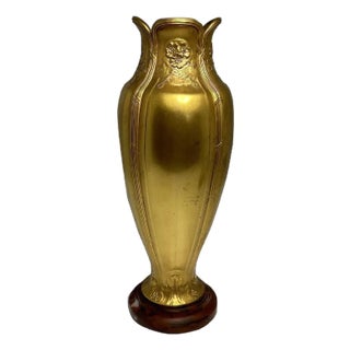 Early 20th Century Christofle Gallia Gilt Vase: Art Nouveau Floral Design For Sale