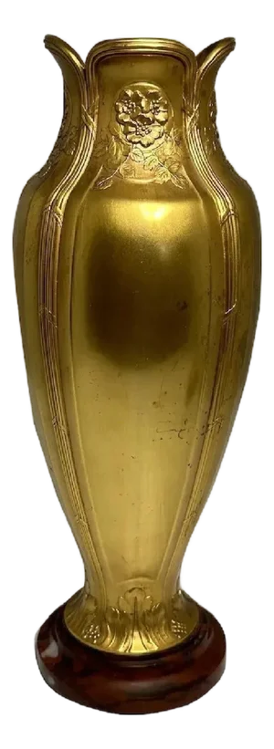 Early 20th Century Christofle Gallia Gilt Vase: Art Nouveau Floral Design