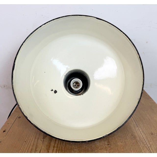 Industrial Black Enamel Factory Lamp with Cast Iron Top from Elektrosvit, 1950s For Sale - Image 17 of 18