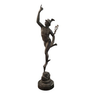 After Giambologna, Nude Mercury or Hermes,1950s, Bronze & Marble For Sale