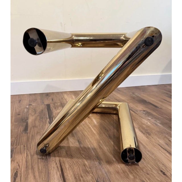1970s Modern Brass Plated “Z” End or Side Table Base—Karl Springer Style For Sale - Image 12 of 12