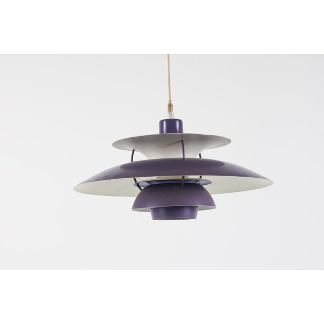 Louis Poulsen 1960's Henningsen Ph5 Pendant Light Fixture in Purple for Poulsen For Sale - Image 4 of 15