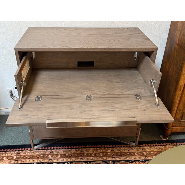 Contemporary Charlie Zagaroli for Crate & Barrel Covert Grey Secretary Desk + File Cabinet For Sale - Image 3 of 12