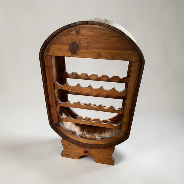 Rustic Freestanding Mexican Barrel-Style Wooden Wine Rack and Glass Holder, 1980 For Sale - Image 12 of 13