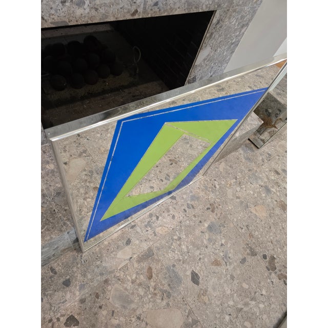 Blue 1970s Op Art Mirror by Mark Warren For Sale - Image 8 of 12