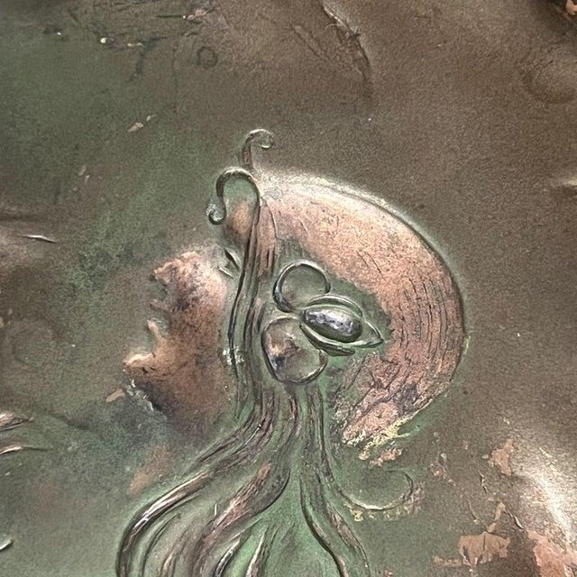 Early 20th Century Art Deco Fair Maiden Copper Plate Signed April 4 1906 For Sale - Image 5 of 16
