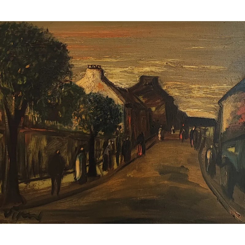 Sylvain Vigny, Rue anim�e au coucher du soleil, Painting on Canvas