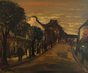Sylvain Vigny, Rue animée au coucher du soleil, Painting on Canvas