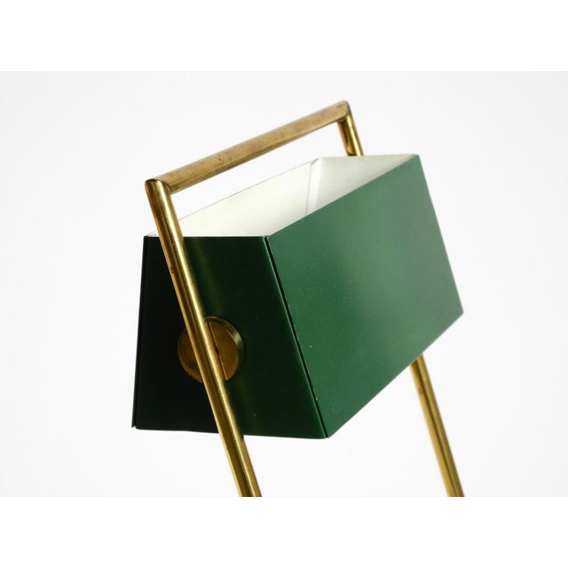 Large Table Lamp with Brass Frame, Teak Base, and Green Lampshade from Temde, 1960s For Sale - Image 16 of 18