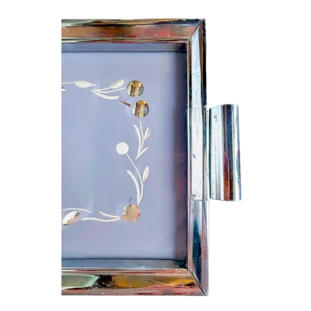 Early 20th Century Vintage Art Deco Stylized Floral Serving Tray For Sale - Image 5 of 7