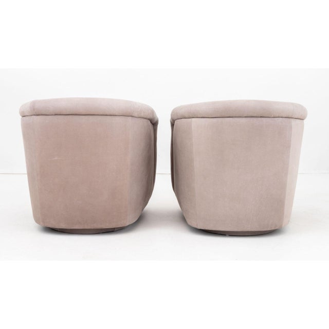 Taupe Art Deco Style Suede Revolving Tub Chairs, Pair For Sale - Image 8 of 8