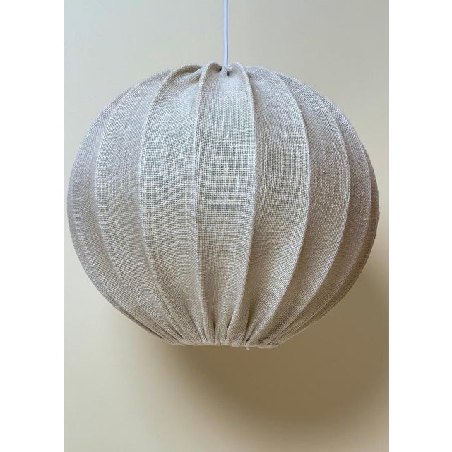 Gold Mid-Century Modern Swedish White Fabric and Metal Balloon Pendant Light, 1960s For Sale - Image 8 of 14