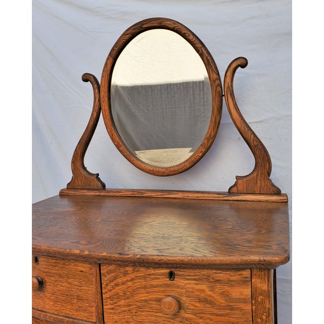 Antique Mission American Oak Highboy Dresser Chest With Mirror Chairish