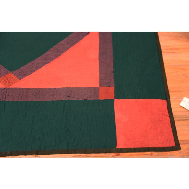 Dark Green Nazmiyal Collection Antique American Amish Textile For Sale - Image 8 of 9