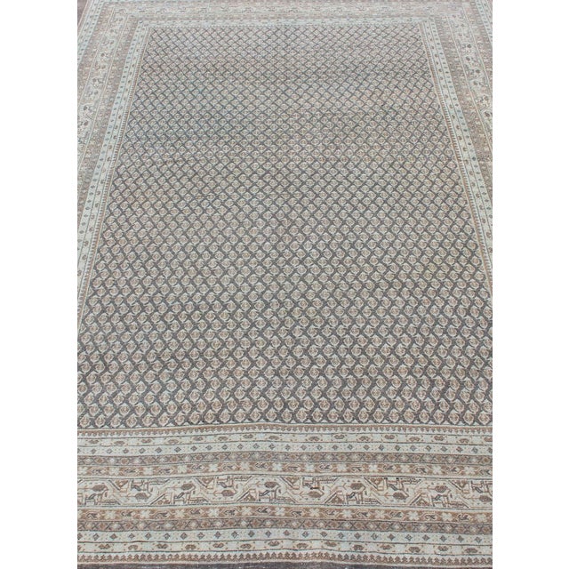 Antique Persian Tabriz Rug With Small-Scale All-Over Design and Gray Background 6'9 X 10'2 For Sale - Image 9 of 13