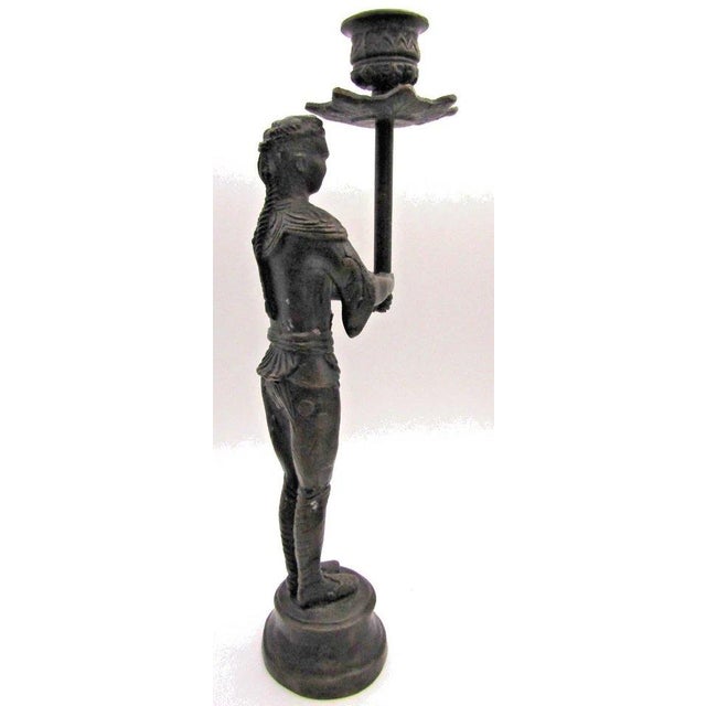 1960s Pair of Vintage Cast Bronze Siamese Soldier Candle Holders For Sale - Image 5 of 10