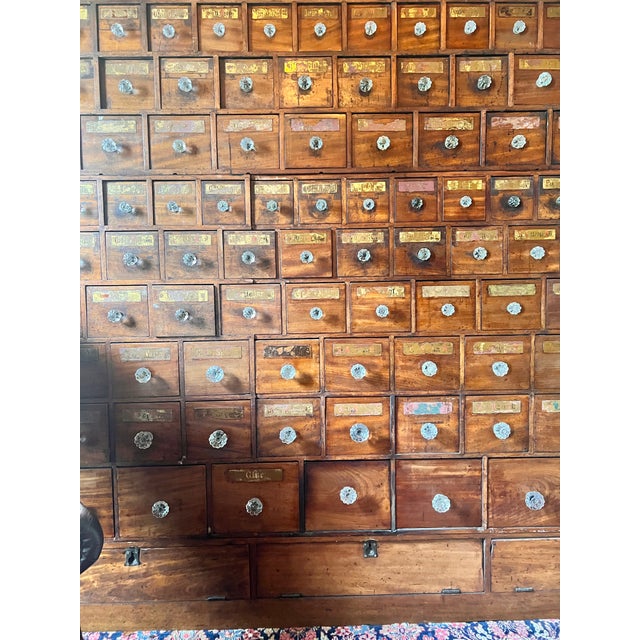 Antique 19th Century Large English Apothecary Cabinet/Wall of Drawers For Sale - Image 9 of 10