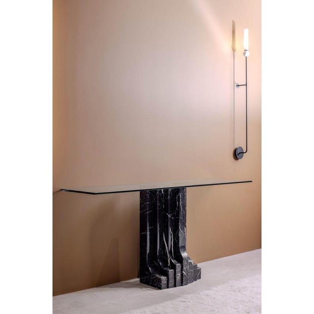 Natural marble console Carlo Scarpa design Architectural shape Dimensions 73 cm - height 120 cm - width