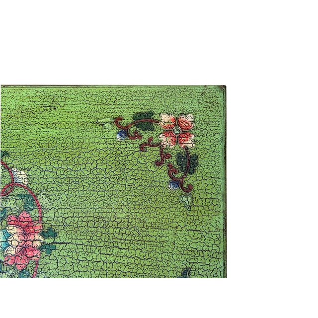 Tibetan Style Lime Green Blue Two Tigers End Table Nightstand For Sale - Image 4 of 12