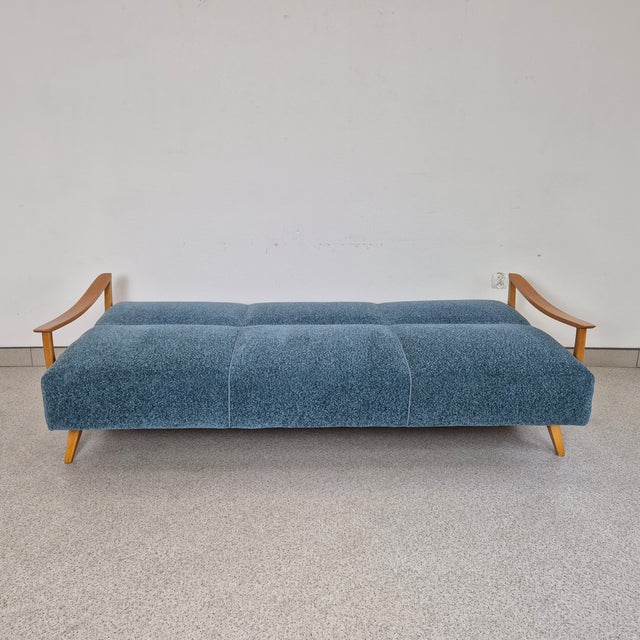 Mid-Century Modern Mid-Century Foldable Sofa in Blue, Germany, 1960s For Sale - Image 3 of 11
