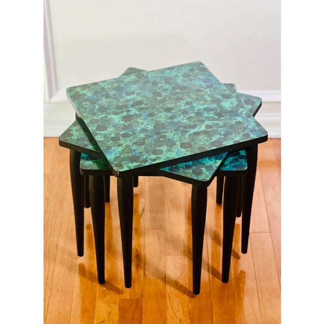Mid 20th Century Faux Agate Laminate Stacking Tables For Sale - Image 4 of 12