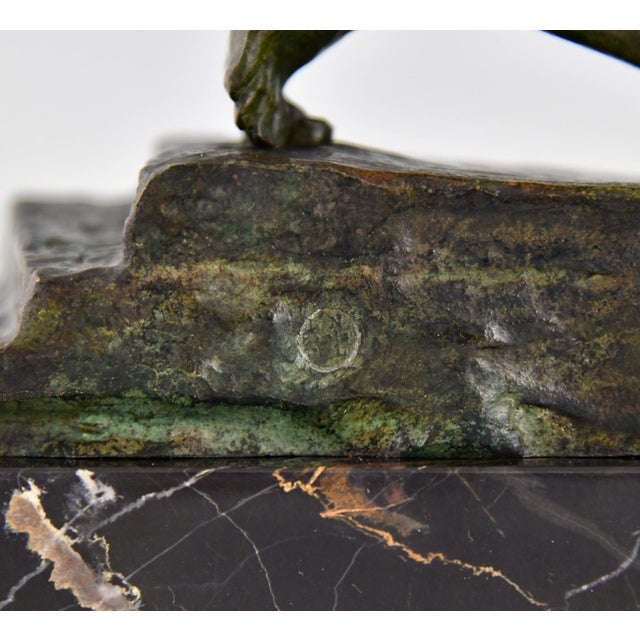 Pierre Le Faguays, Art Deco Sculpture of Athlete with Bow, 1930, Bronze on Marble Base For Sale - Image 12 of 13