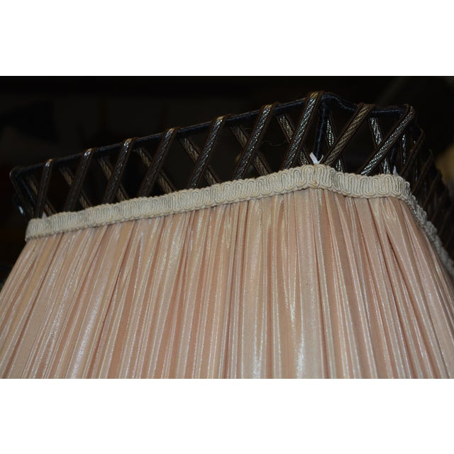 Asparagus Vintage Interlude Home Pair Rustic Green Metal / Iron Tall Buffet Table Lamps W/ Pleated Shades For Sale - Image 8 of 18