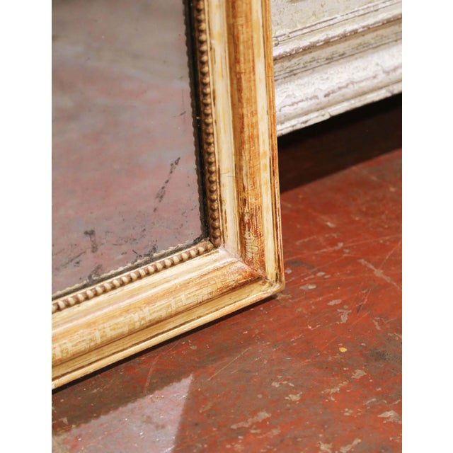 19th Century French Louis Philippe Two-Tone Giltwood and Beige Wall Mirror For Sale - Image 4 of 6