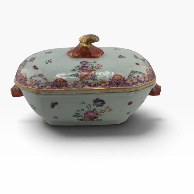 Ceramic Mid 18th Century Chinese Export-Style Famille Rose Covered Butter Dish, Qianlong Style For Sale - Image 7 of 10