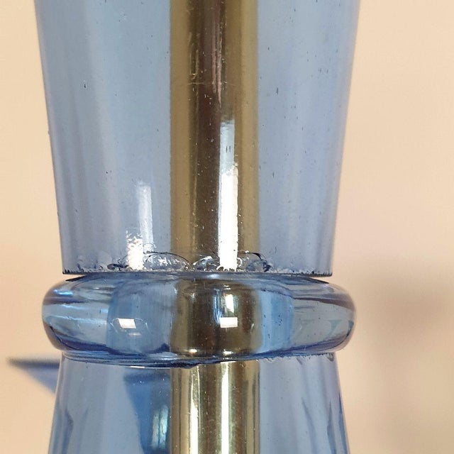 1980s Large Mid-Century Modern Blue Murano Glass Chandelier For Sale - Image 12 of 12