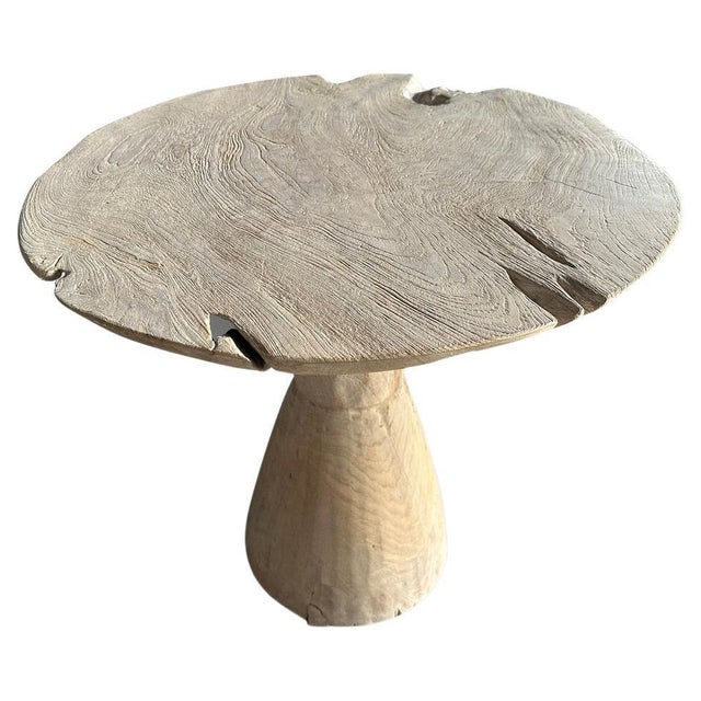 Andrianna Shamaris St. Barts Organic Teak Wood Round Table For Sale - Image 15 of 18