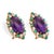 Contemporary Vintage Diamond Amethyst Turquoise 18k Yellow Gold Cluster Earrings, A Pair For Sale - Image 3 of 7