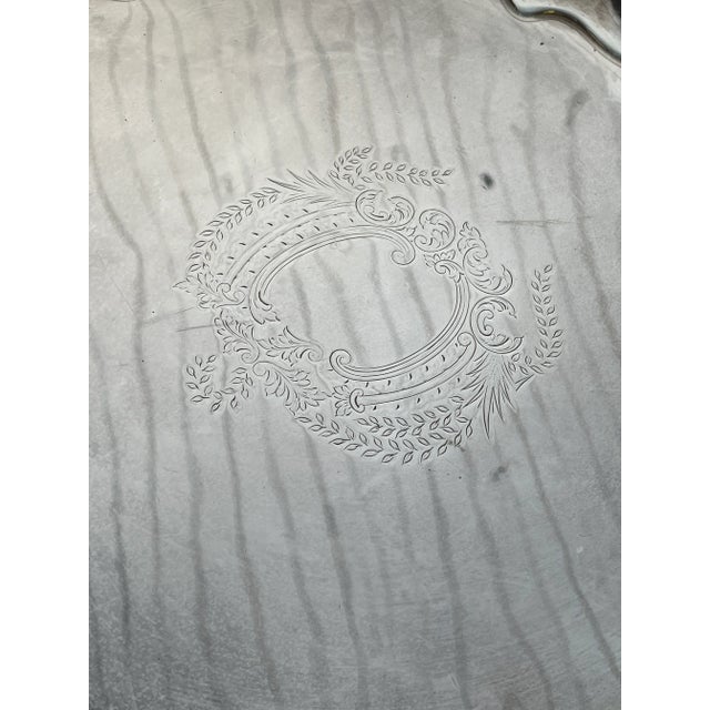 1900 - 1909 Walker & Hall 1906 Sheffield England Silverplate Salver Footed Tray Plateau For Sale - Image 5 of 8