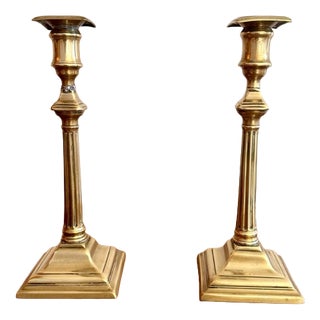 Antique Regency Brass Candlesticks, 1820, Set of 2 For Sale