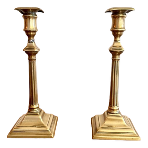 Antique Regency Brass Candlesticks, 1820, Set of 2