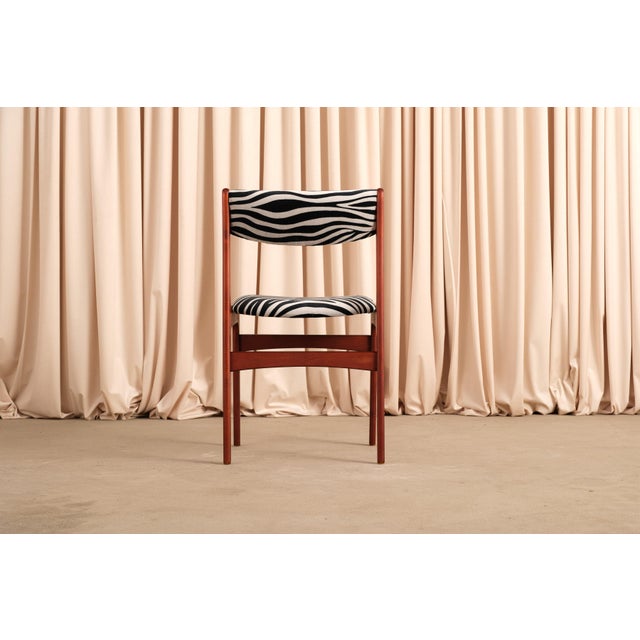 Vintage Set of 4 Danish Modern Teak Dining Chairs 1960s Zebra Print For Sale - Image 17 of 18