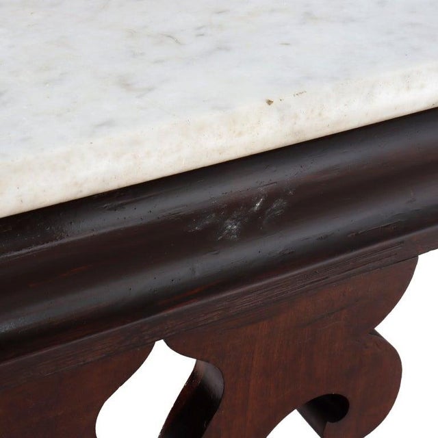 Antique Quervelle School Classical Flame Mahogany Marble Top Trestle Table C1840 For Sale - Image 4 of 17