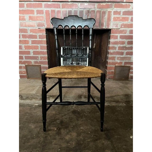Early 20th Century Early 20th Century Pair of Antique Chiavari Italian Style Rush Seat Chairs For Sale - Image 5 of 8