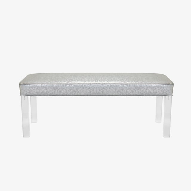 Animal Skin Prism Bench in Sharkskin Motif Leather by Montage For Sale - Image 7 of 7