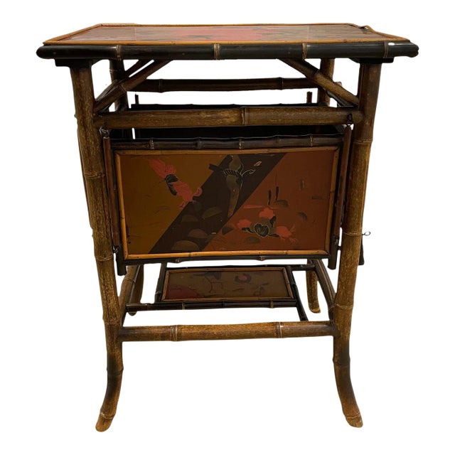 19th Century English Aesthetic Bamboo Stand With Collapsible Shelves For Sale