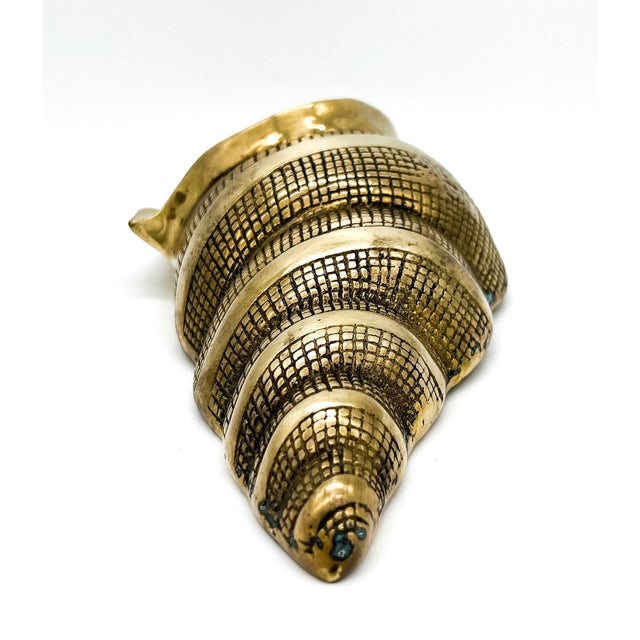 Mid 20th Century Vintage Oversized Brass Conch Shell Wall Pocket / Planter – Coastal / Hollywood Regency For Sale - Image 5 of 10