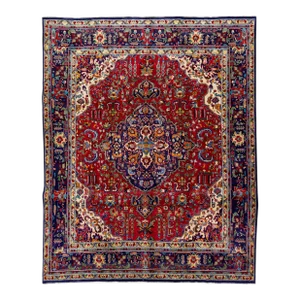 Handmade Antique Persian Tabriz Wool Rug With Multicolor Medallion Motif