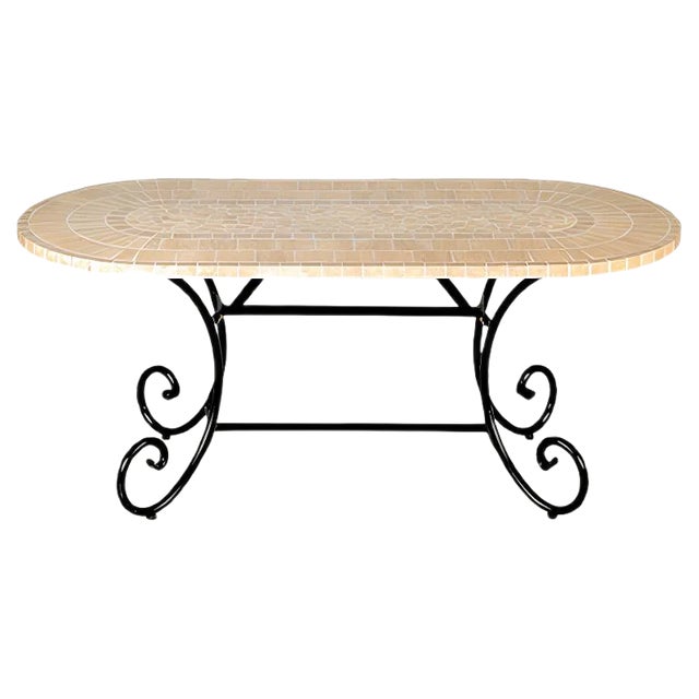 Oval Rubino Marble Mosaic Table from Egram For Sale