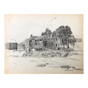 1930s Norman Kent Rustic Mill Drawing