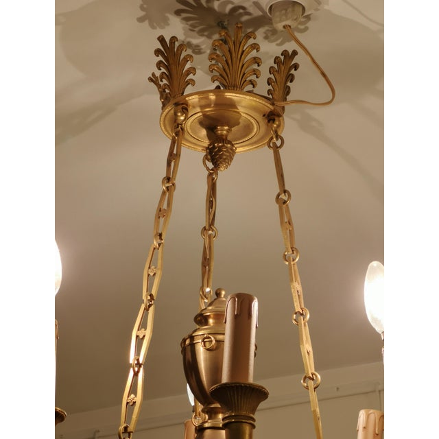 French Empire Gilt Bronze Chandelier For Sale - Image 9 of 11
