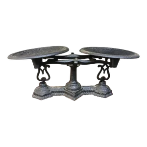 1930s Cast Iron Balance Scale With Double Bowls