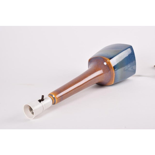 Modern Danish Table Lamp with Blue Brown Glaze from Søholm Stentøj, 1960s For Sale - Image 10 of 12