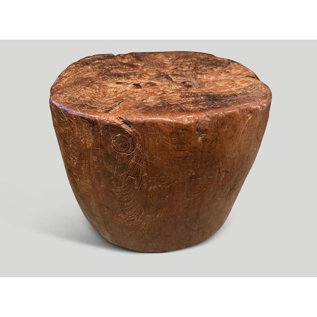Andrianna Shamaris Century Old Teak Wood Side Table For Sale - Image 4 of 5