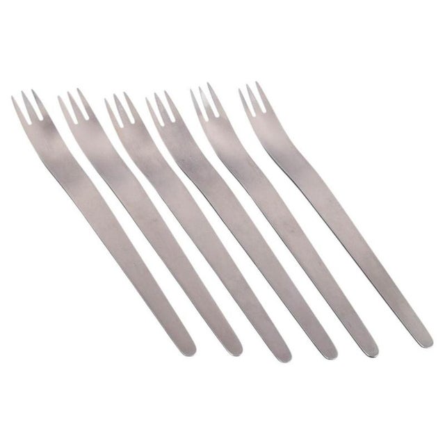 1960s Dinner Forks in Stainless Steel by Arne Jacobsen for Anton Michelsen, 1960s, Set of 6 For Sale - Image 5 of 5