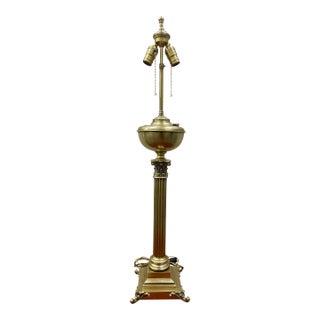 Antique Brass Oil Lamp Modernized to Electric For Sale